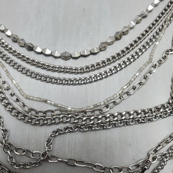 Bijou Drive  silver chain and beaded necklace 18 strands - Picture 5 of 8